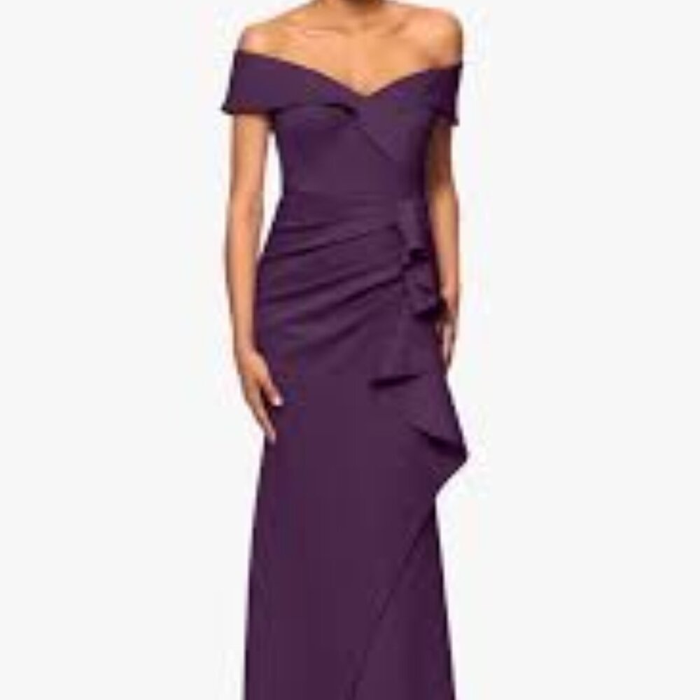 NWT Xscape Off Shoulder Plum Gown size12